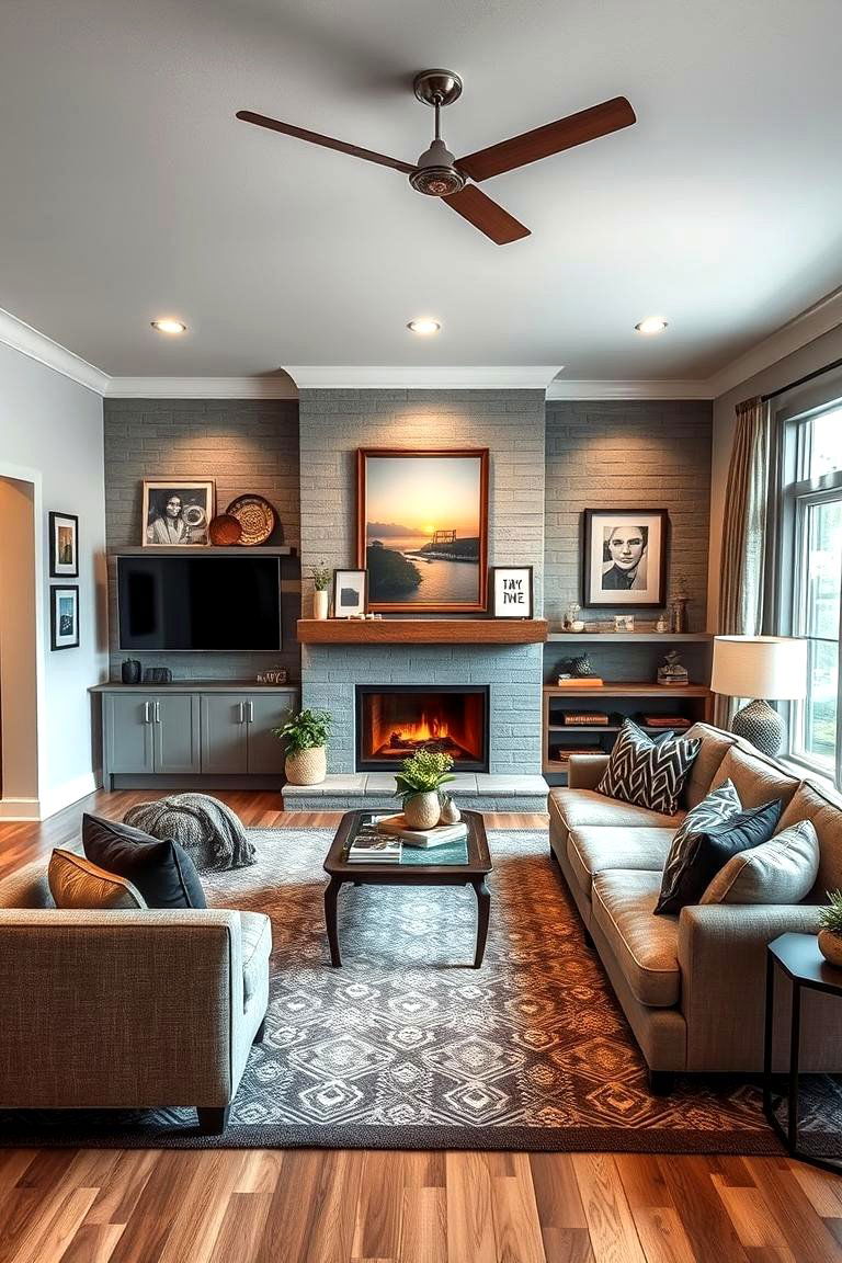 Personalized Creative Space with Unique Flair - 24 Living Room Ideas With Sectionals and Fireplace