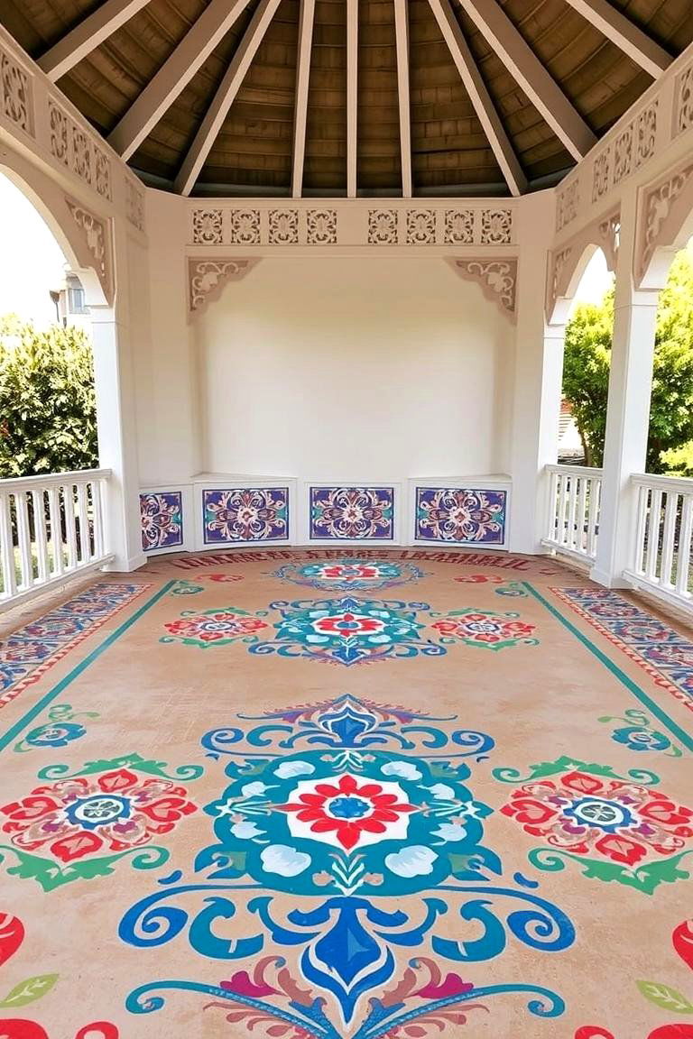 Personalized Custom Stenciling - 24 Gazebo Floor Ideas