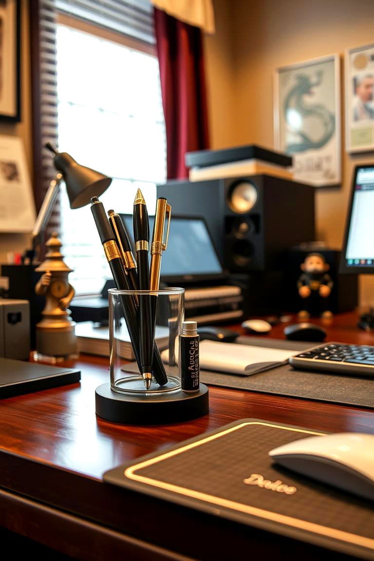 Personalized Desk Accessories for Flair - 24 Man Cave Office Ideas