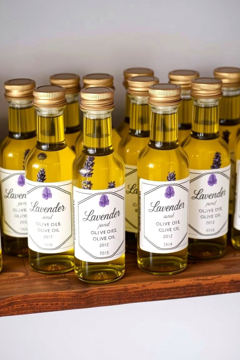 Personalized Lavender Infused Olive Oil Favors - 24 Lavender Wedding Ideas