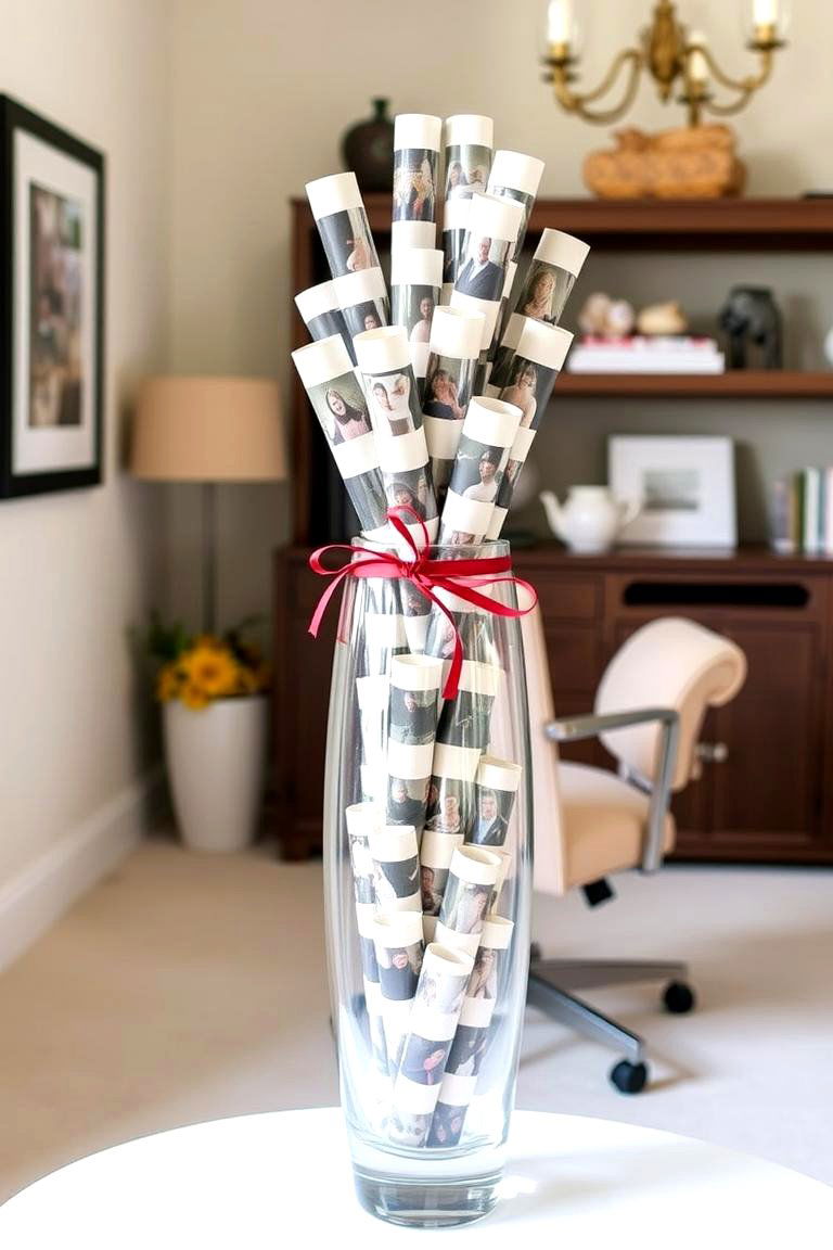 Personalized Memories with Photo Scrolls - 24 Large Floor Vase Decoration Ideas