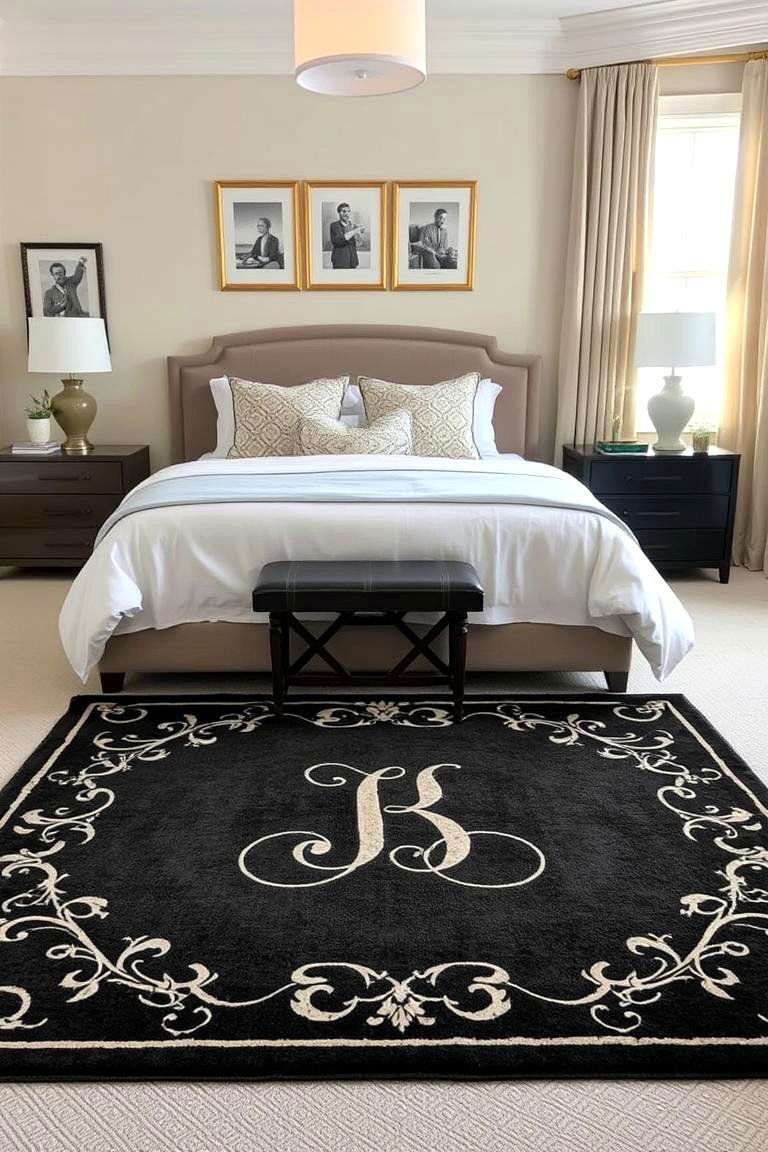 Personalized Monogram Rug - 24 bedroom rug ideas