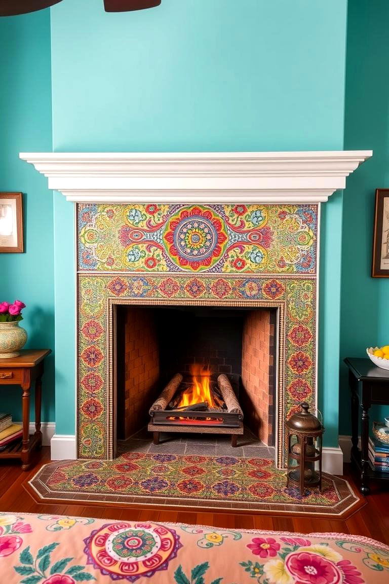 Personalized Mosaic Fireplace Art - 24 Bedroom Fireplace Ideas