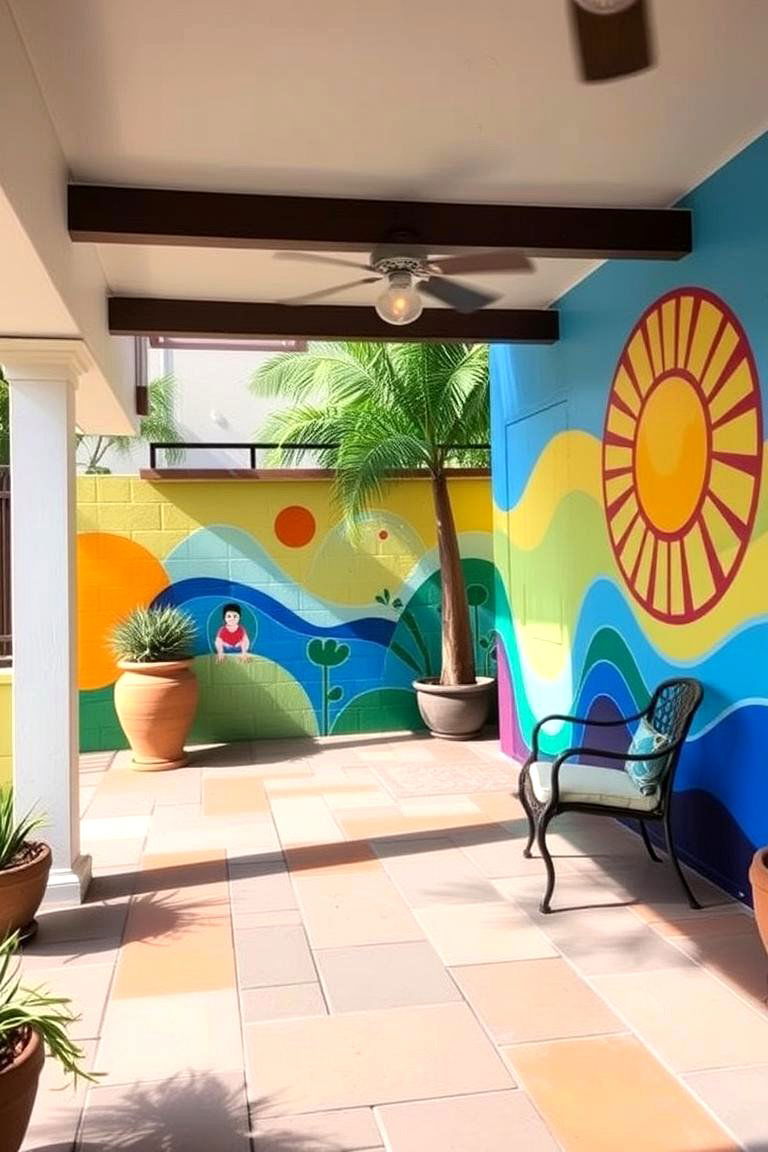 Personalized Painted Mural Wall - 24 Patio Wall Ideas