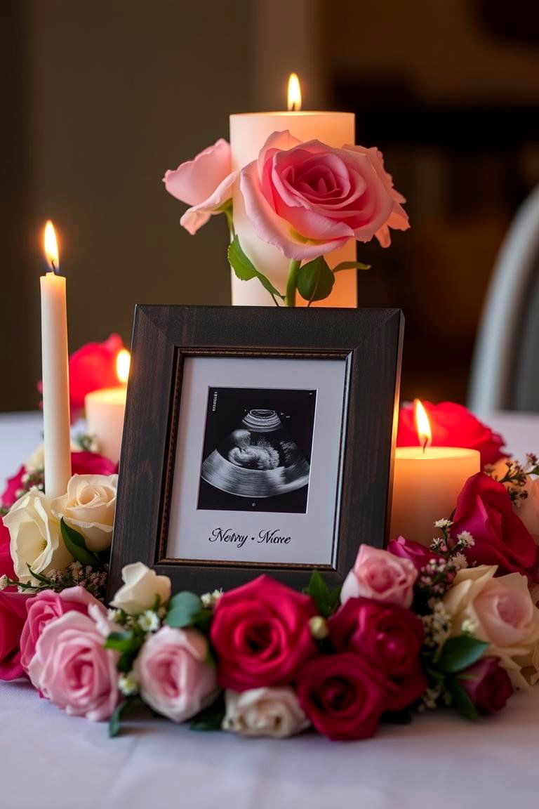 Personalized Picture Frame Centerpiece - 24 Baby Shower Centerpiece Ideas