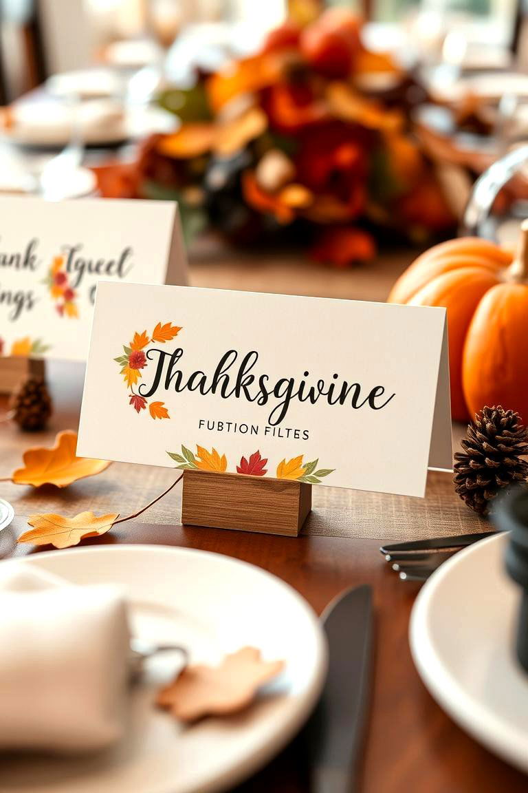Personalized Place Cards - 24 Thanksgiving Decoration Ideas