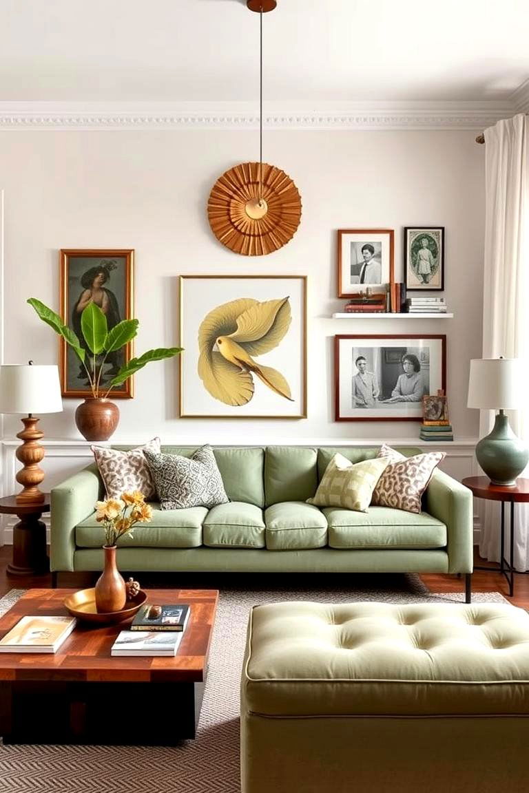 Personalized Statement Pieces that Inspire - 24 sage green couch living room ideas