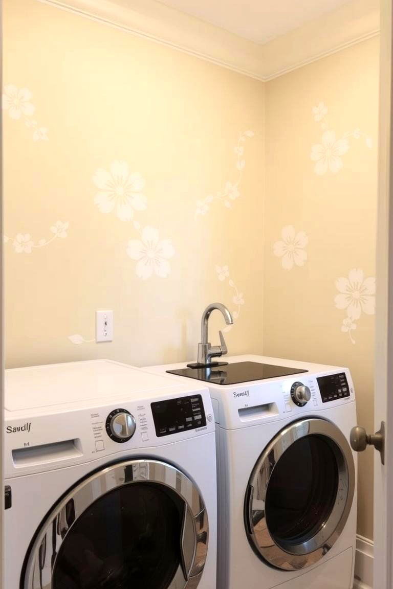 Personalized Touch with Stenciled Designs - 24 Laundry Room Paint Ideas