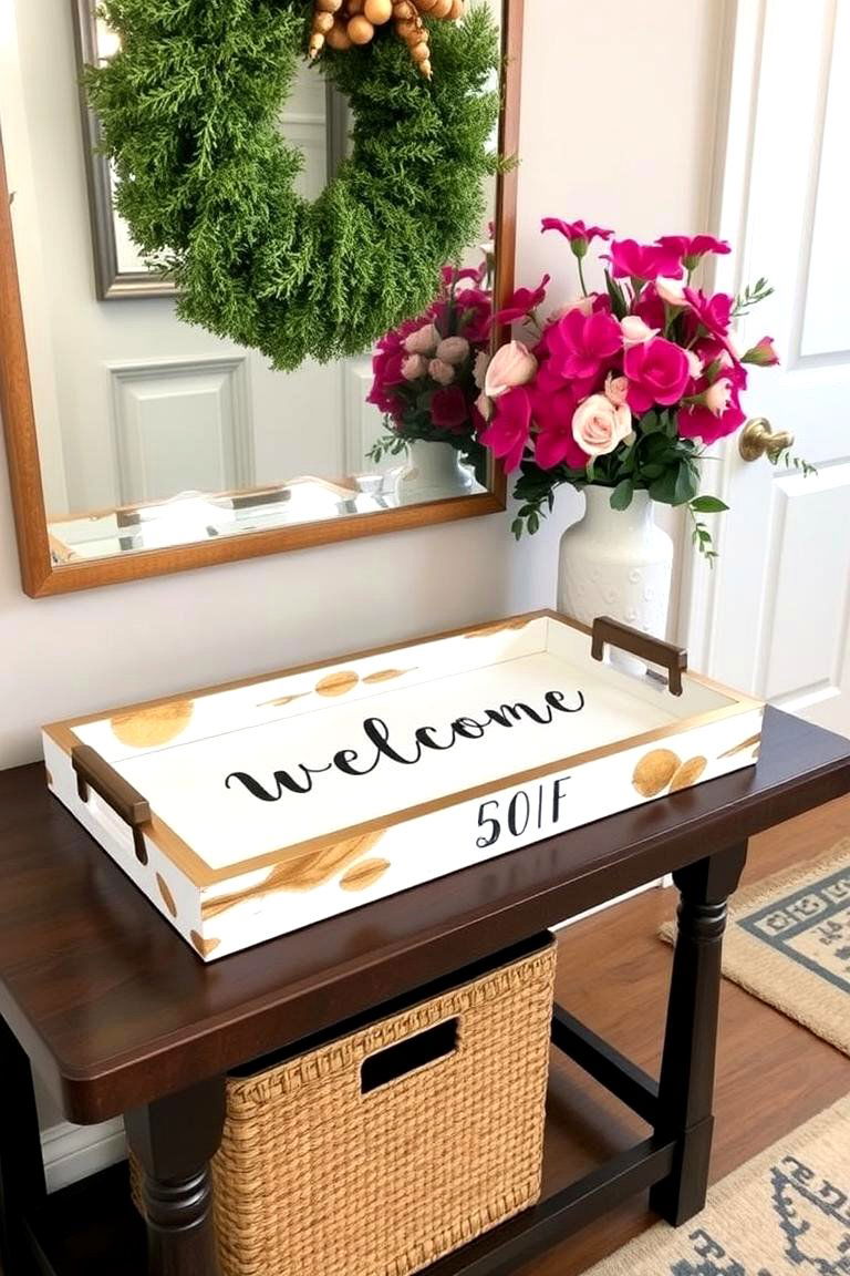 Personalized Welcome Tray - 24 entryway table decor ideas