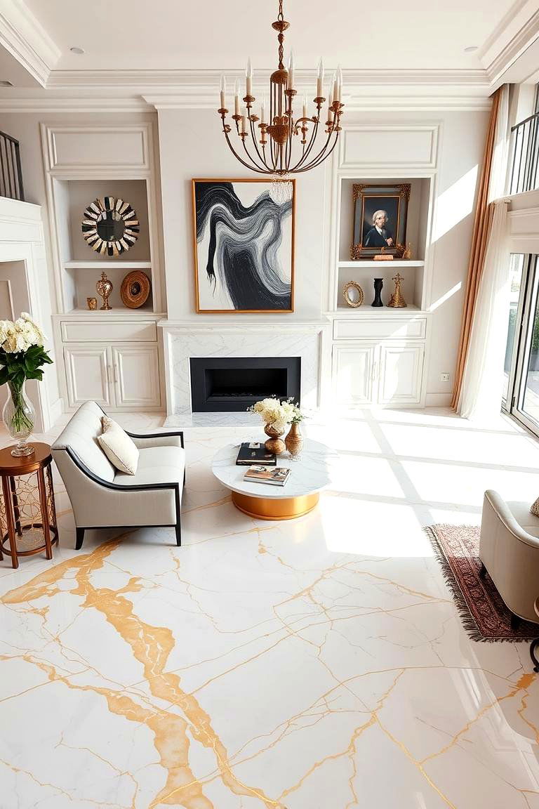 Personalizing Your Marble Living Room - 24 Marble Floor Living Room Ideas