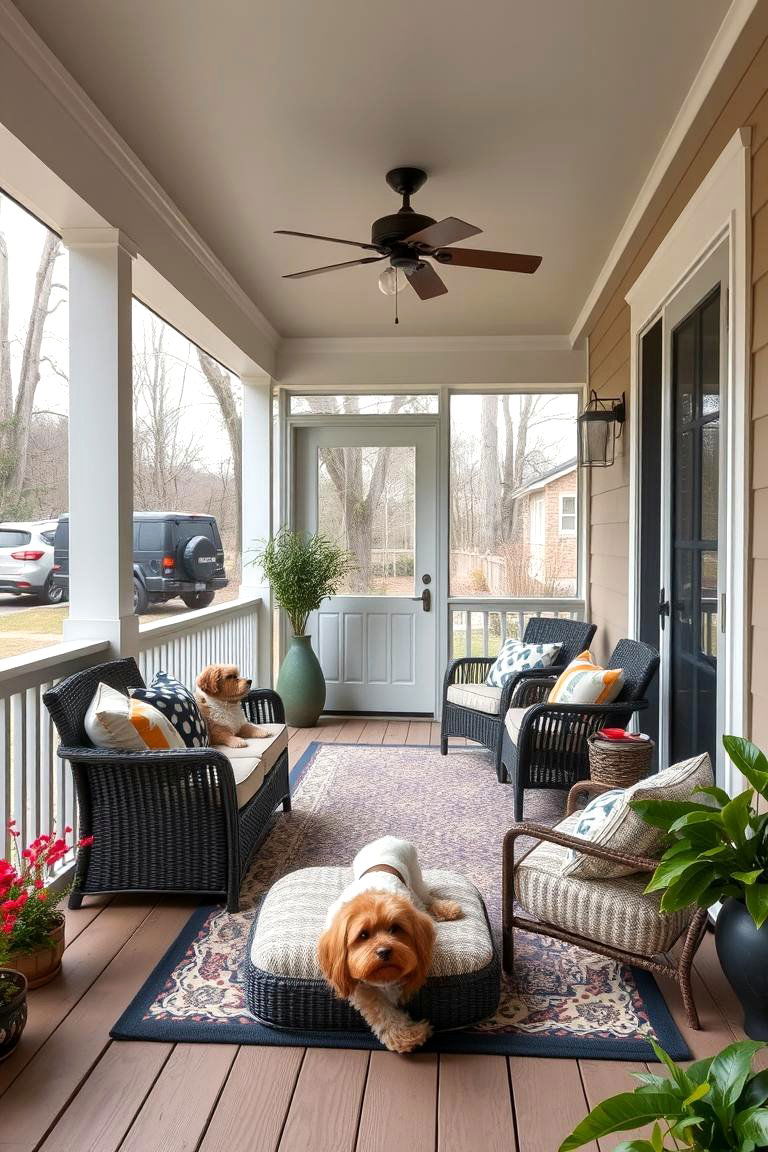 Pet Friendly Relaxation Porch - 24 Small Screened-in Porch Ideas