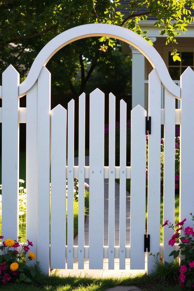 Picket Fence Gate with Curved Top - 24 Fence Gate Ideas