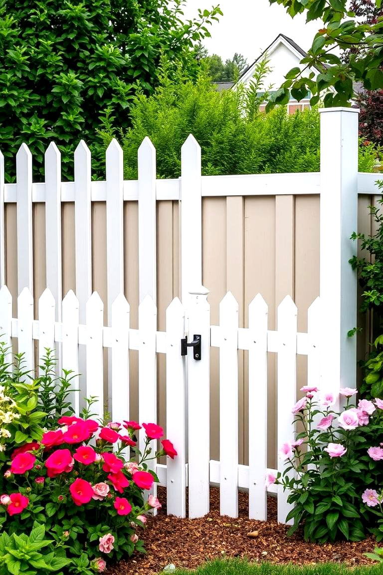 Picket Fence with Privacy Panels - 24 Privacy Fence Ideas