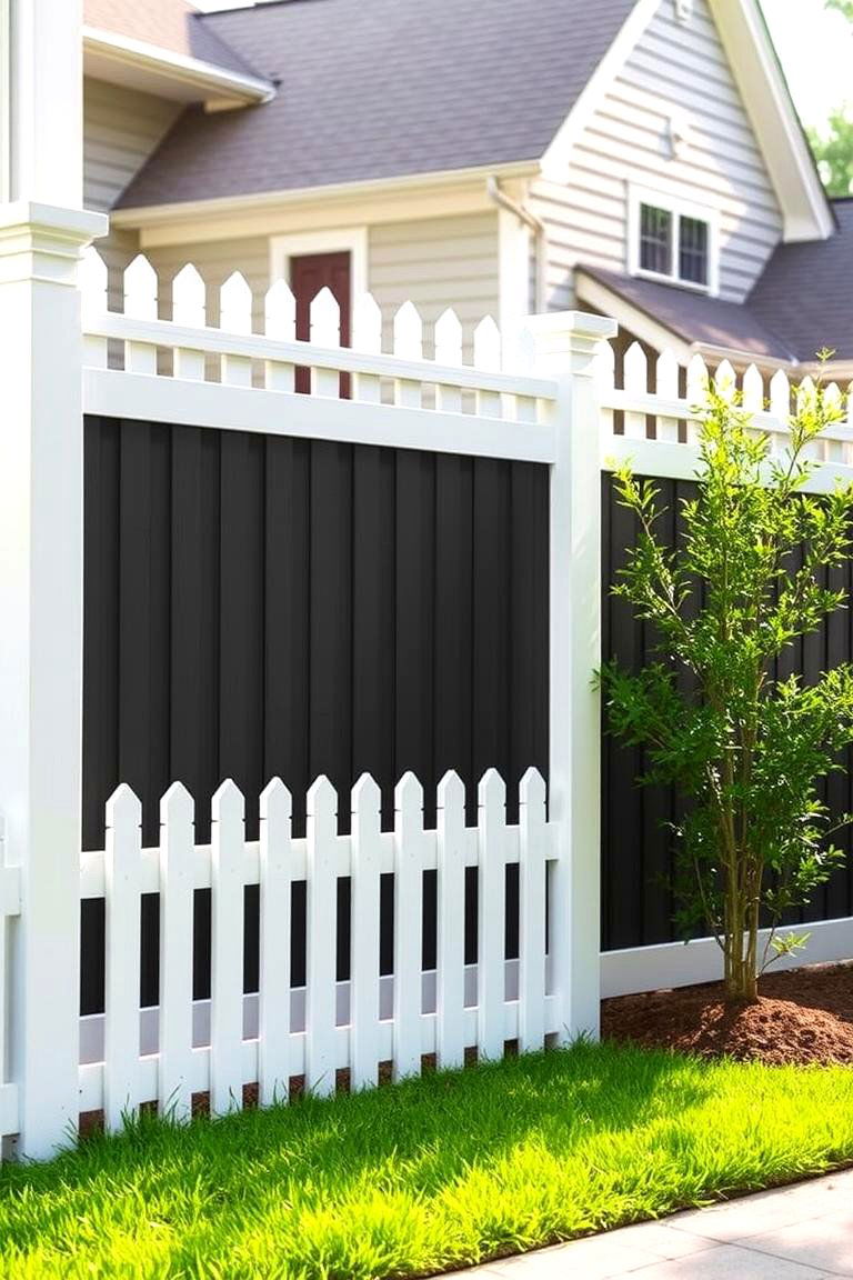 Picket Fence with Privacy Panels - 24 Cheap Privacy Fence Ideas