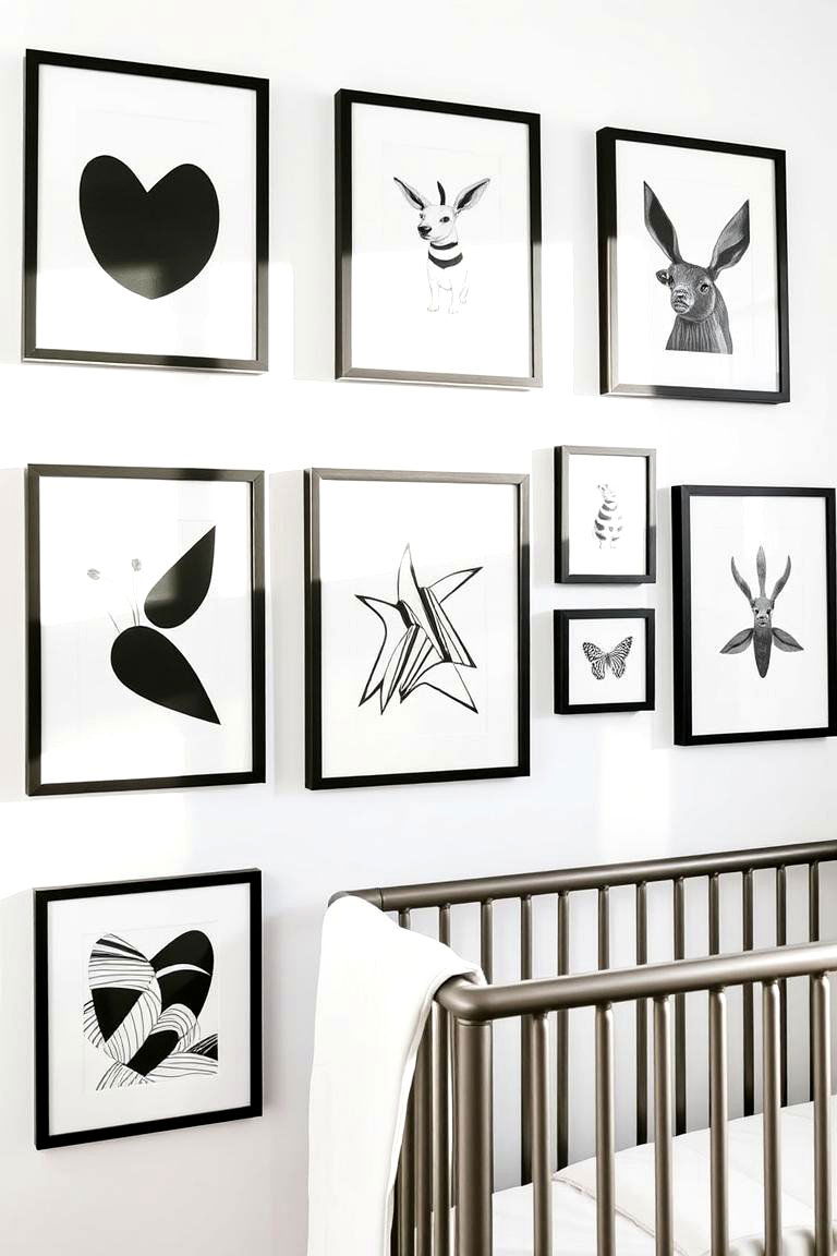 Picture Frames with a Monochrome Twist - 24 Black and White Nursery Ideas