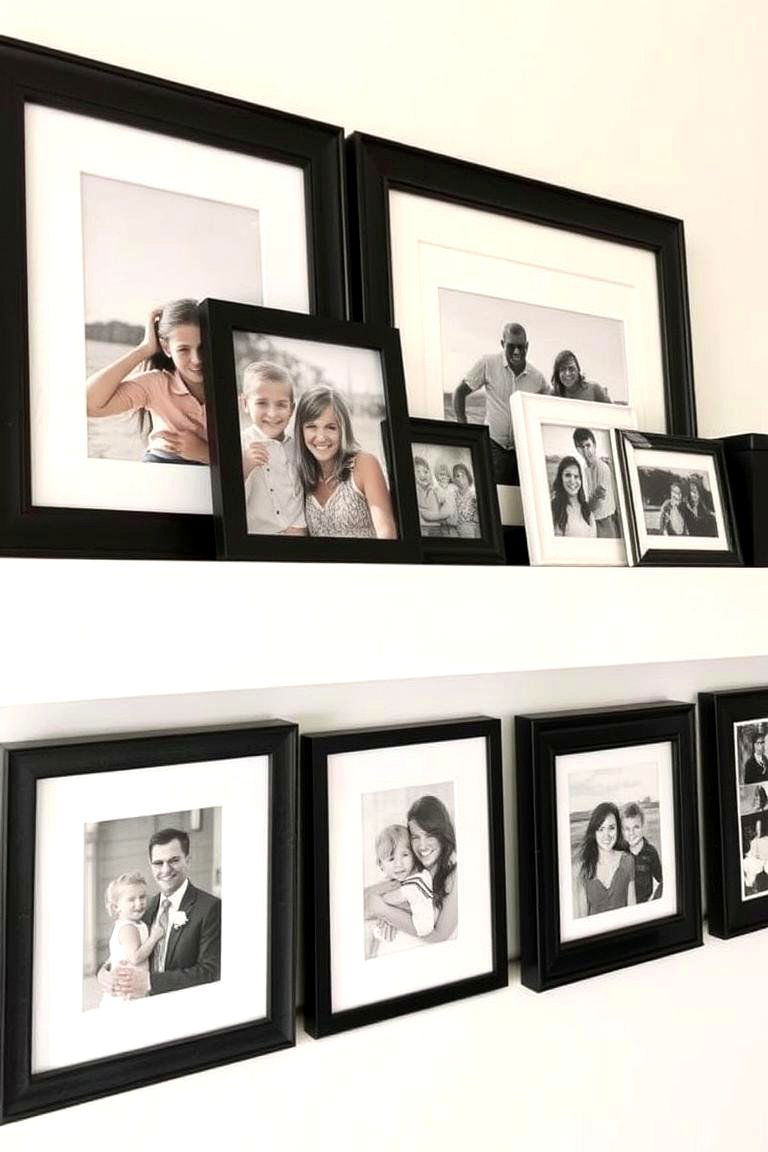 Picture Ledge with Multiple Frames - 24 Family Picture Wall Ideas