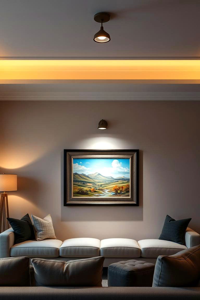 Picture Lights to Highlight Art - 24 Living Room Lighting Ideas
