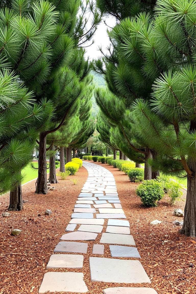 Pine Tree and Stone Pathway - 24 Pine Tree Landscape Ideas
