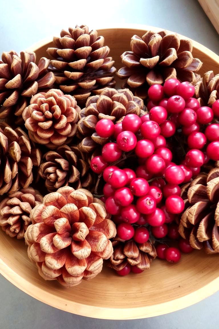 Pinecone and Berry Arrangements - 24 Rustic Wedding Centerpieces