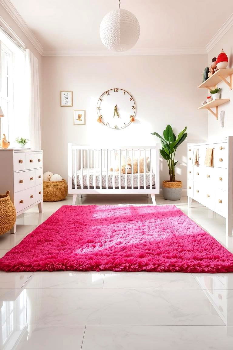 Pink Accent Rug - 24 Pink Nursery Ideas