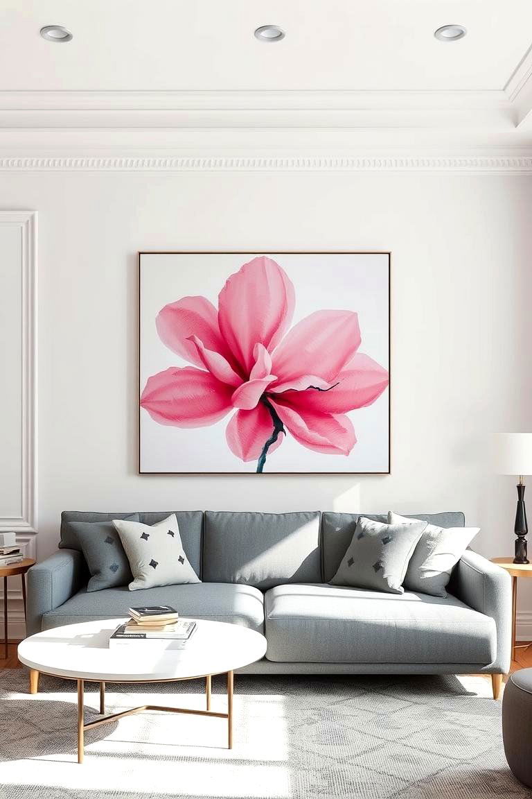 Pink Artwork - 24 Pink Living Room Ideas