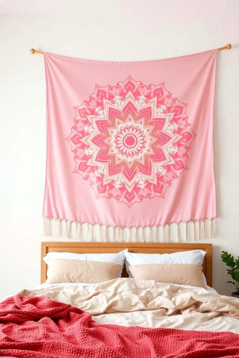 Pink Boho Tapestry - 24 Pink Boho Bedroom Ideas