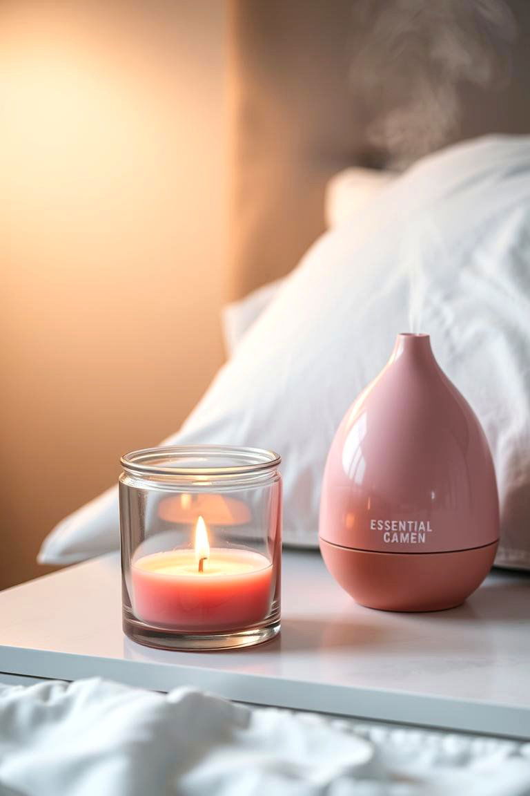 Pink Candles and Diffusers - 24 Pink Boho Bedroom Ideas