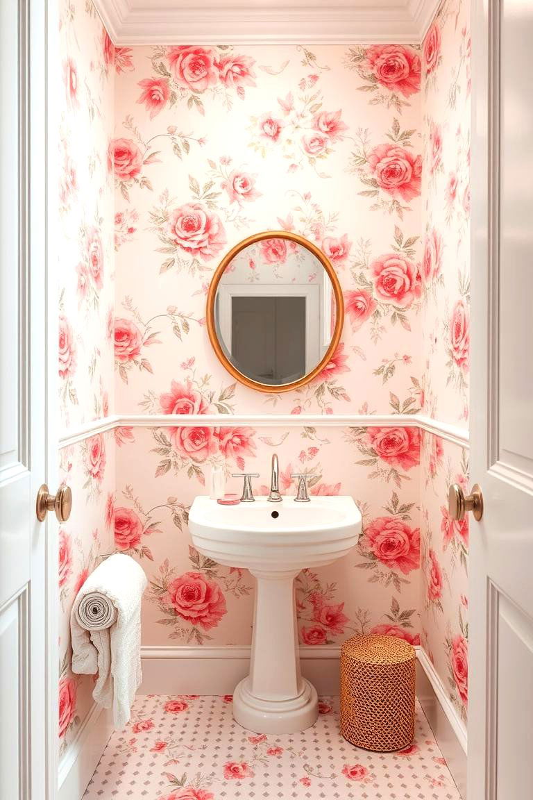 Pink Floral Wallpaper - 24 Pink Bathroom Ideas