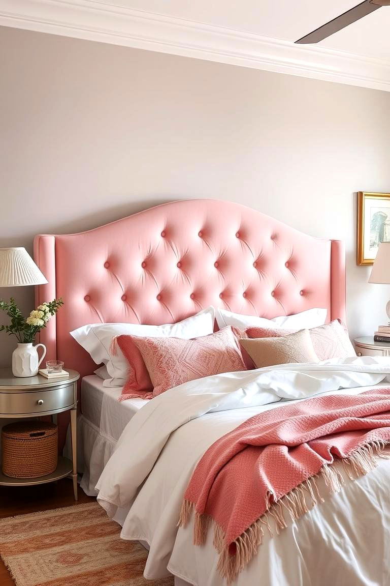 Pink Headboard - 24 Pink Boho Bedroom Ideas