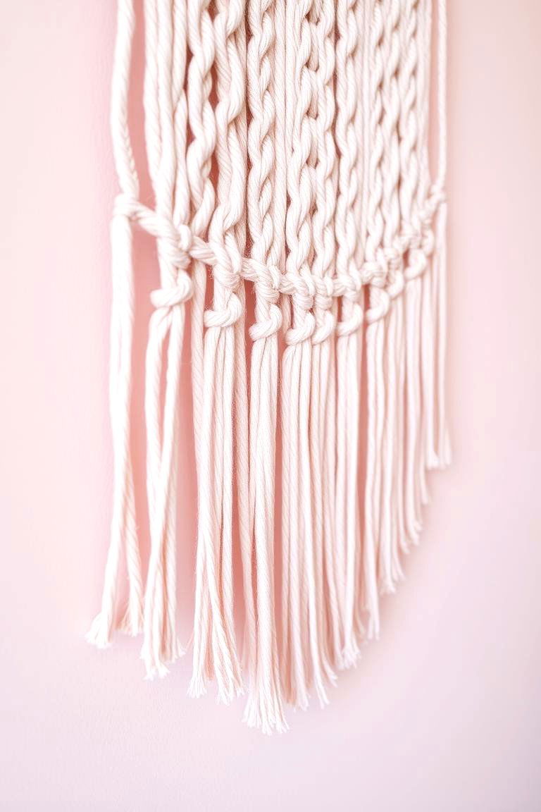 Pink Macrame Wall Hanging - 24 Pink Boho Bedroom Ideas