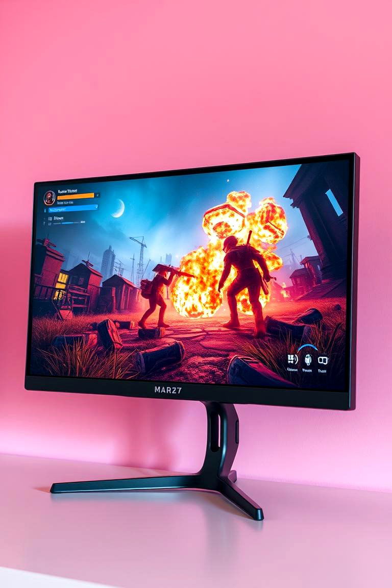 Pink Monitor with Thin Bezels - 24 Pink Gaming Setup Ideas