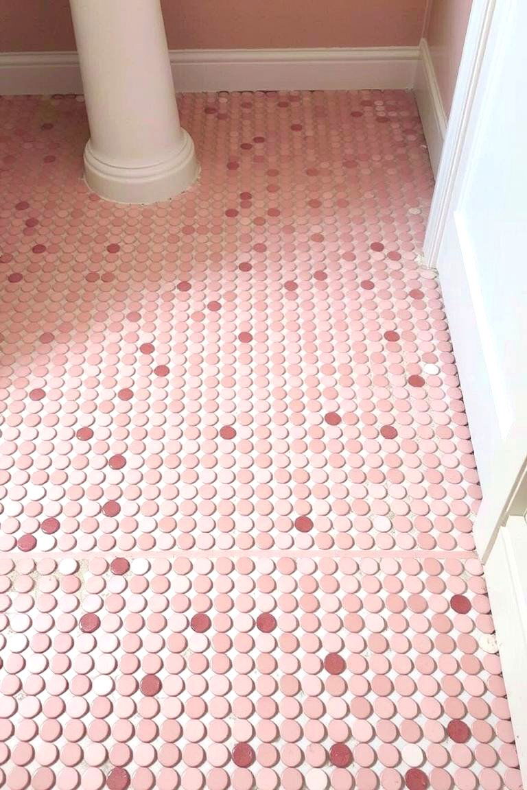 Pink Mosaic Tile Floor - 24 Pink Bathroom Ideas