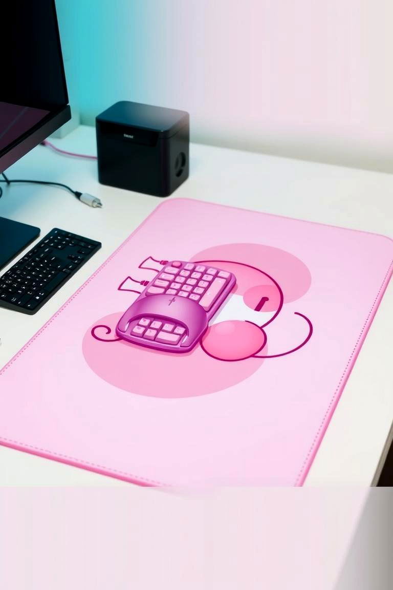 Pink Mousepad with a Cute Design - 24 Pink Gaming Setup Ideas