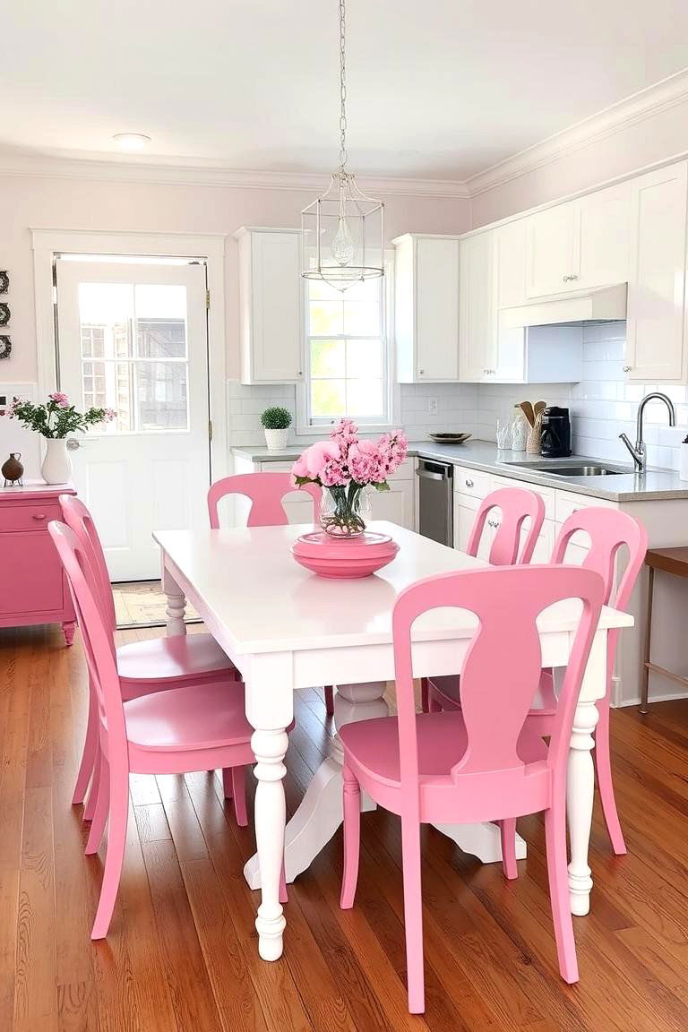 Pink Painted Kitchen Chairs - 24 Pink Kitchen Ideas