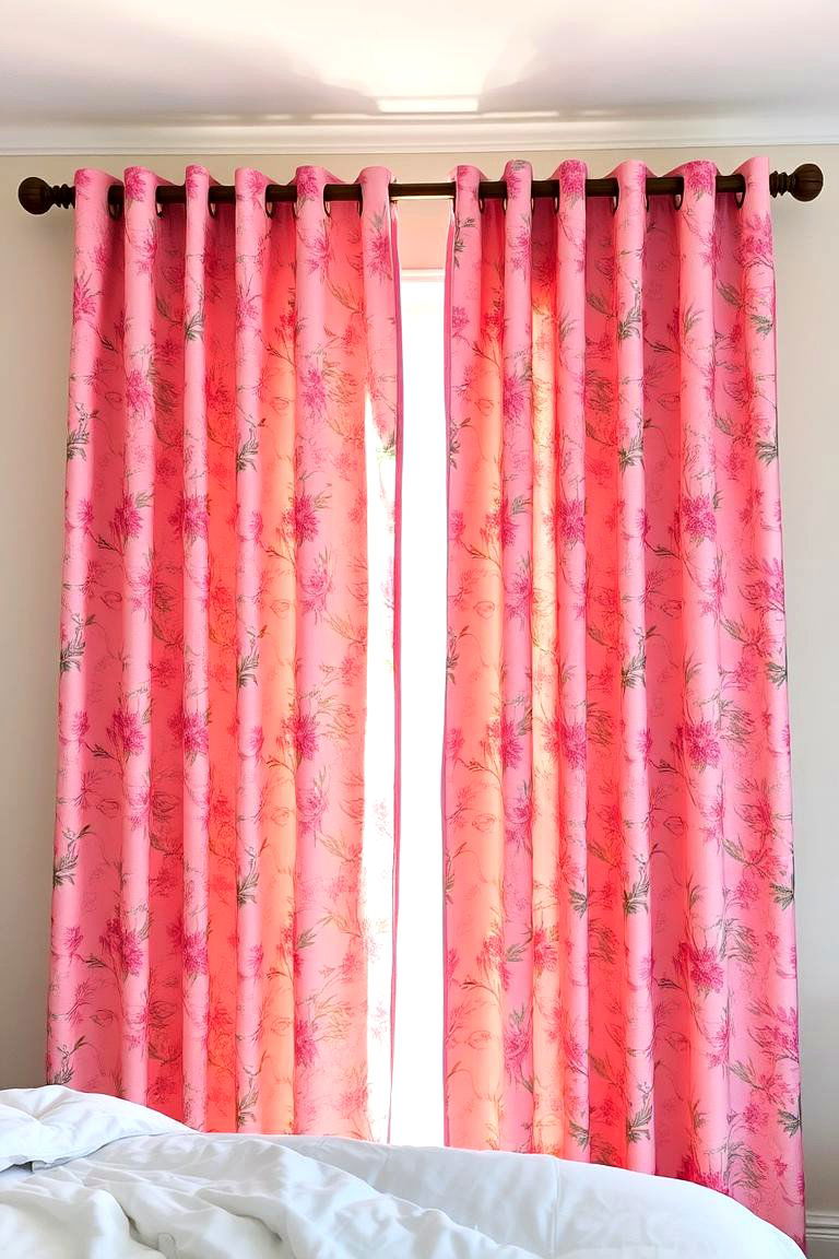 Pink Patterned Curtains - 24 Pink Boho Bedroom Ideas