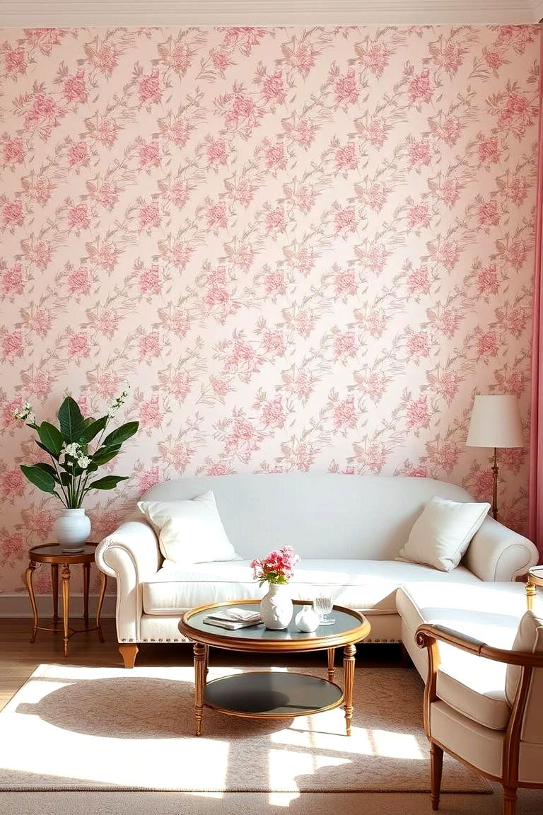 Pink Patterned Wallpaper - 24 Pink Living Room Ideas
