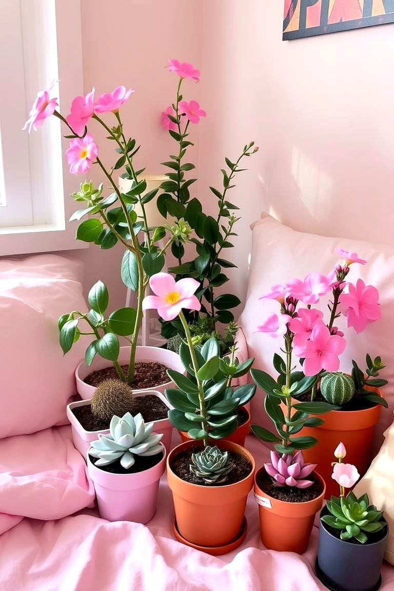 Pink Plants and Floral Arrangements - 24 Pink Dorm Room Ideas