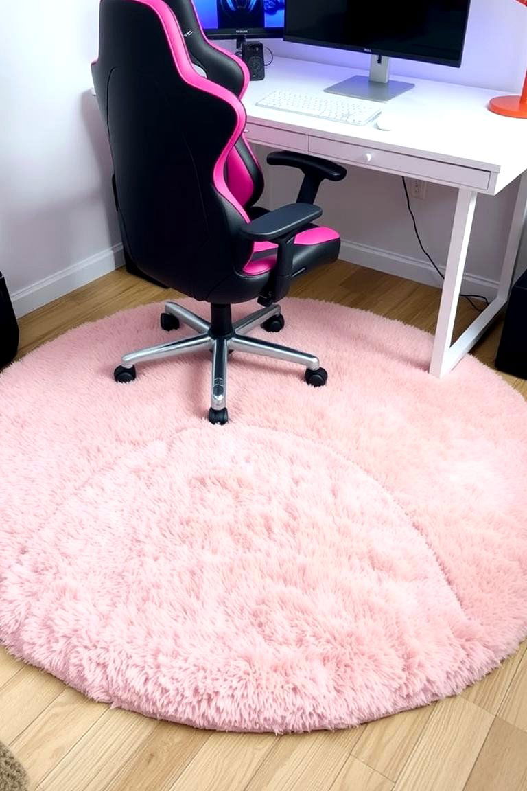 Pink Rug or Carpet for Floor Accents - 24 Pink Gaming Setup Ideas