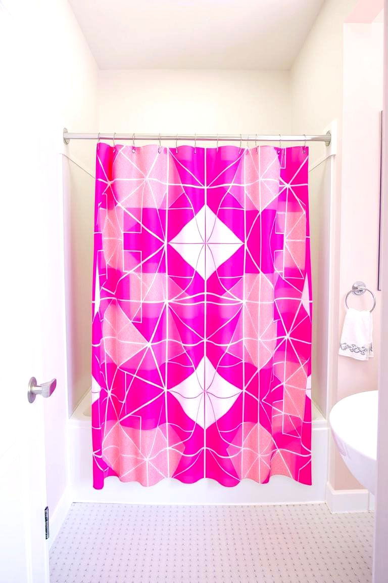 Pink Shower Curtain - 24 Pink Bathroom Ideas