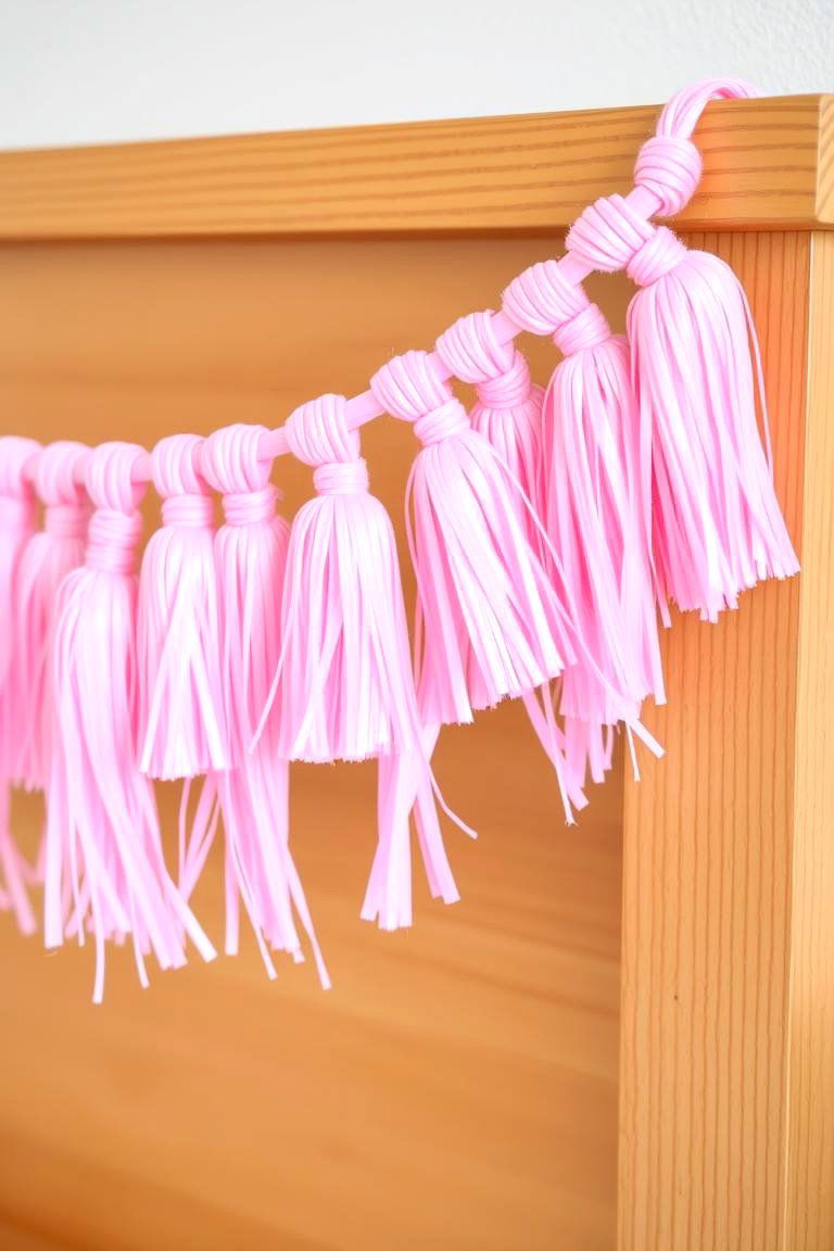 Pink Tassel Garland - 24 Pink Boho Bedroom Ideas