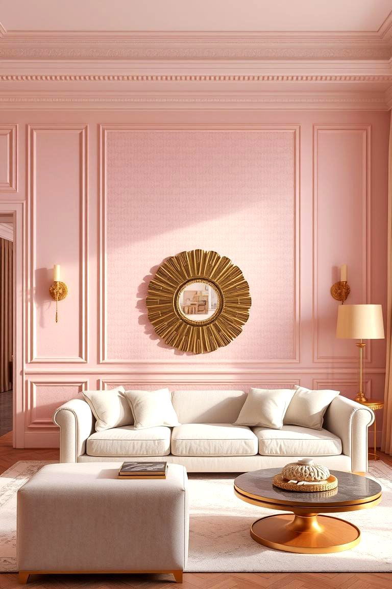 Pink Textured Walls - 24 Pink Living Room Ideas