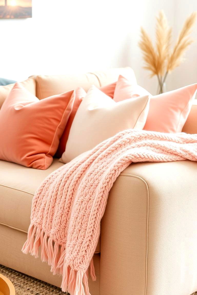 Pink Throw Pillows and Blankets - 24 Pink Living Room Ideas