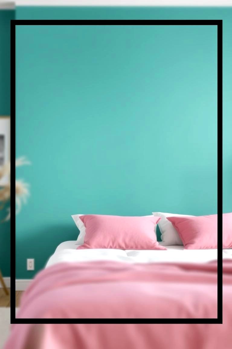 Pink Throw Pillows with Teal Accent Walls - 24 Teal and Pink Bedroom Ideas