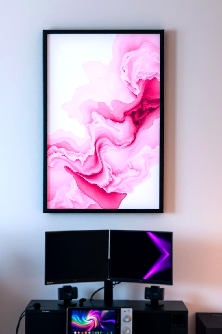 Pink Wall Art or Posters - 24 Pink Gaming Setup Ideas