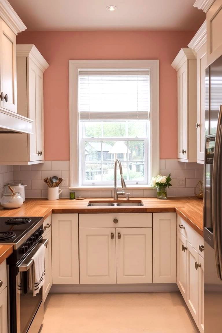 Pink Walls with Neutral Furnishings - 24 Pink Kitchen Ideas