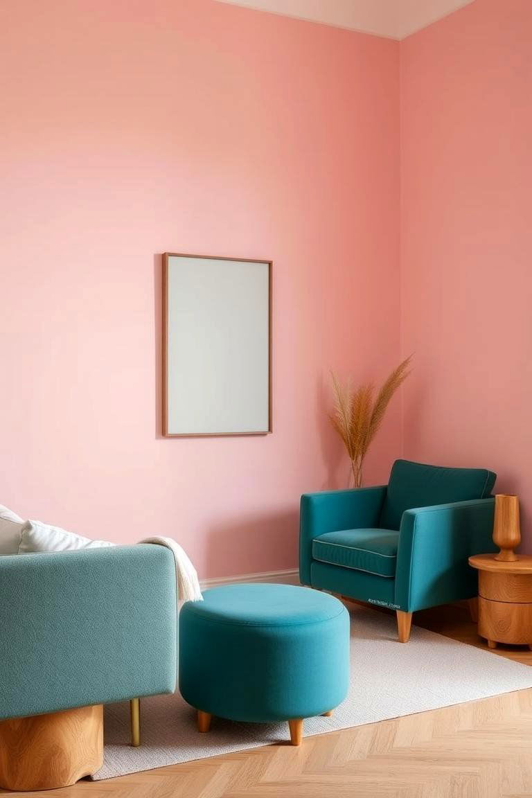 Pink Walls with Teal Accents in Furniture - 24 Teal and Pink Bedroom Ideas