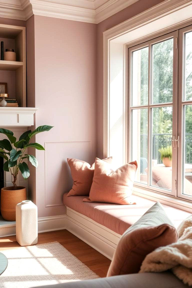 Pink Window Seat Cushions - 24 Pink Living Room Ideas