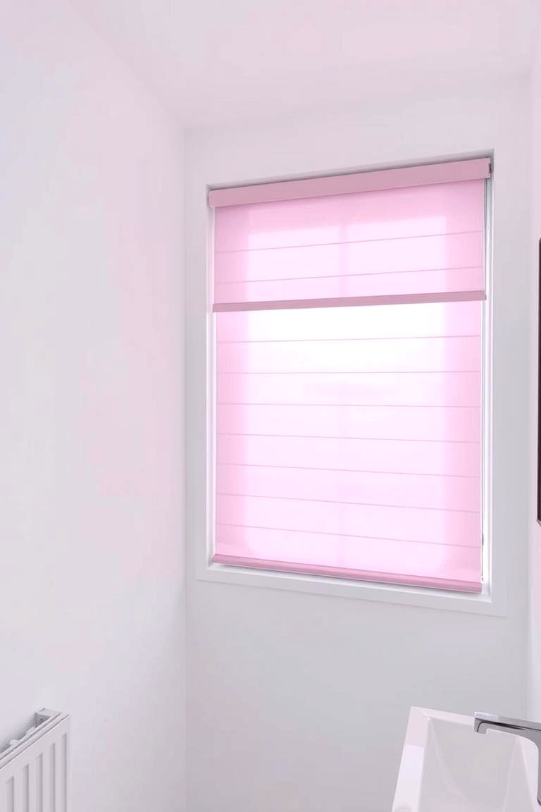 Pink Window Treatments with Black Rod - 24 Pink and Black Bathroom Ideas