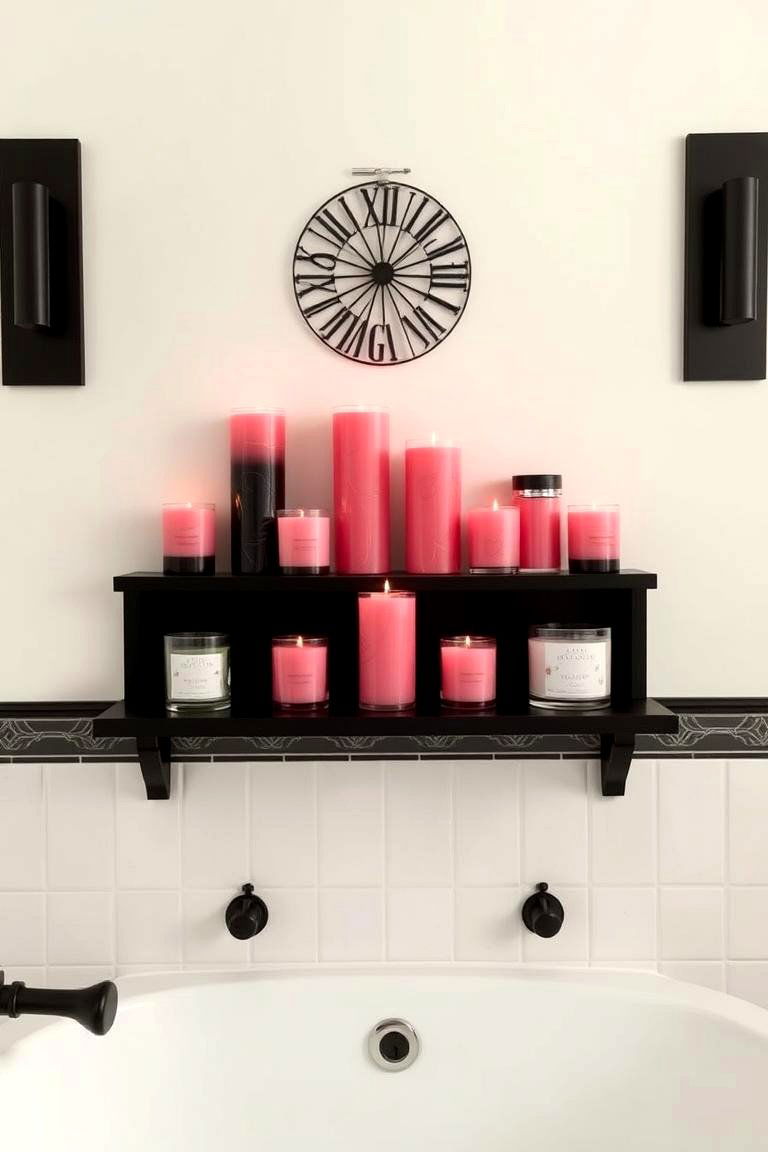 Pink and Black Candles - 24 Pink and Black Bathroom Ideas