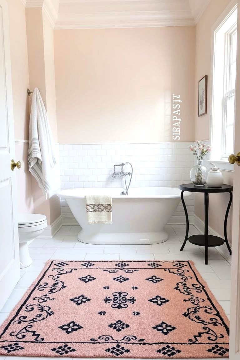 Pink and Black Rug - 24 Pink and Black Bathroom Ideas